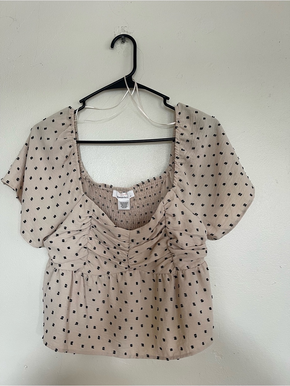 URBAN Romantics Beige Blouse with Black Dot Print